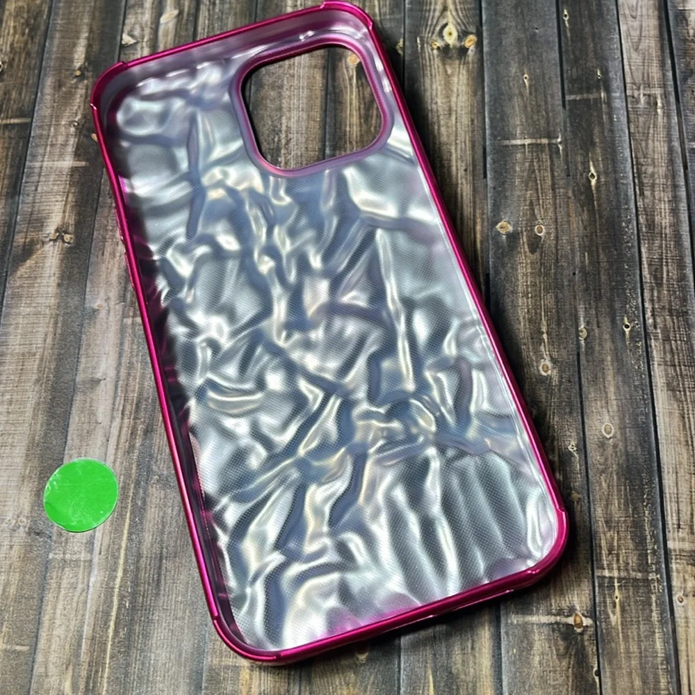 5for$10 Hot Pink iPhone 13 Pro Max Phone Case Cute 3D Tin Foil Luxury Phone Case